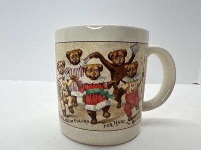 Vintage JP Coats Thread Clark Coffee Mug Cup Dogs Victorian Trade Card READ