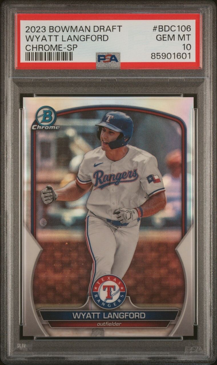 2023 Bowman Chrome Draft Wyatt Langford Image Variation SP PSA 10 BDC106