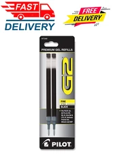 Pilot G2, 2/Pack Gel Ink Refill for Rolling Ball Pens, Fine Point,0.7mm Black