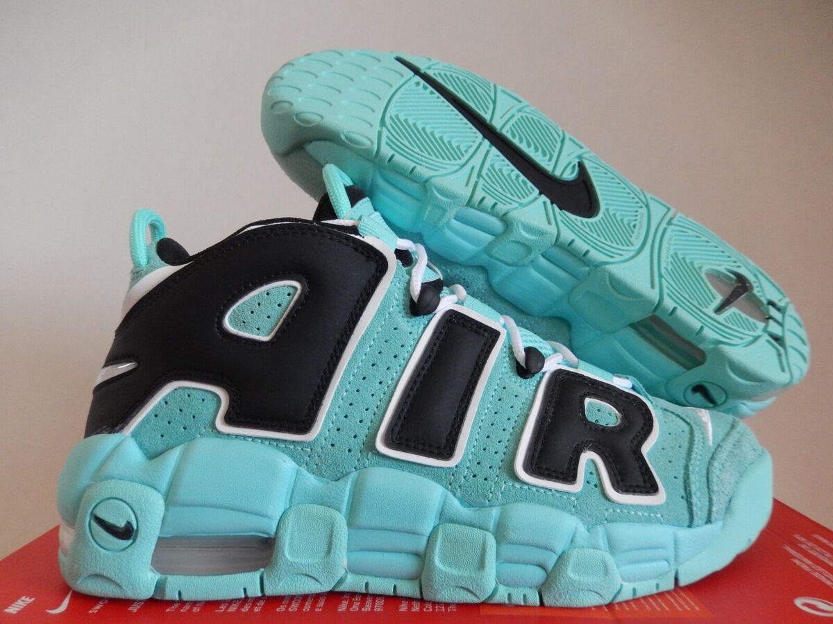 NIKE AIR MORE UPTEMPO (GS) LIGHT AQUA-BLACK-WHT SZ 3.5Y NIKE AIR MORE UPTEMPO (GS) LIGHT AQUA-BLACK-WHT SZ 3.5Y