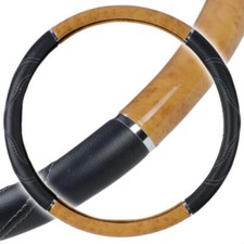 Motor Trend Leather Grip Wood Steering Wheel Cover For Trucks Big Rigs Large 18