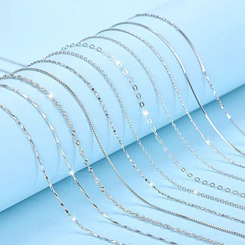 Wholesale Real 925 Sterling Silver Necklace Chains For Pendants Jewelry 16"-24" - image 2 of 4
