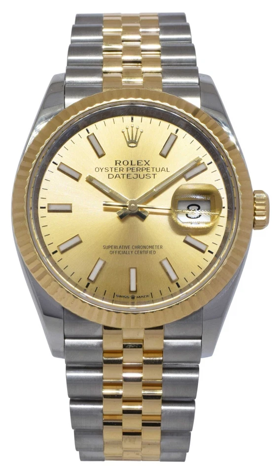 Reloj Rolex Datejust 36 oro amarillo/acero esfera champán para hombre '18+ 126233 Foto 2 de 4