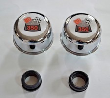 Chrome Valve Cover Breathers Grommets Chevy 350 Flags Symbol Logo New Set Chrome Valve Cover Breathers Grommets Chevy 350 Flags Symbol Logo New Set