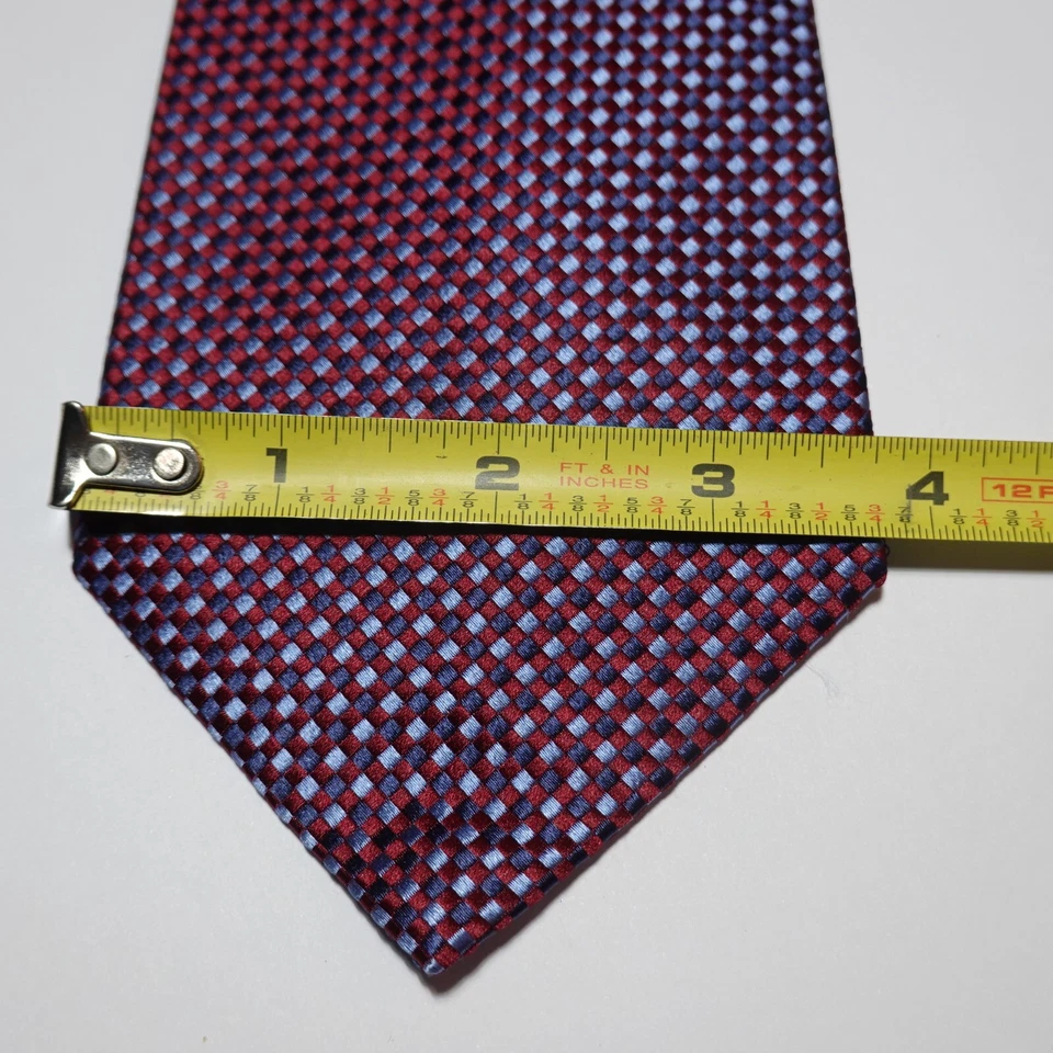 Corbata clásica Birmania Bibas ciruela azul rejilla texturizada geométrica 100 % seda - 56L Foto 4 de 4