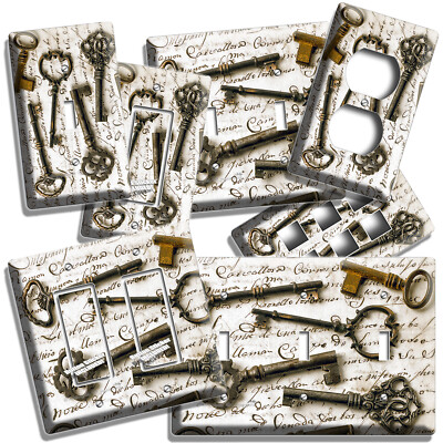 OLD RUSTIC VINTAGE KEYS LETTER LIGHT SWITCH OUTLET WALL PLATES HOME OFFICE DECOR