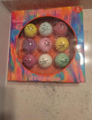 Body & Earth Bath Bomb Gift Set 9 Pieces 4 Oz Assorted Fragrances And Colors