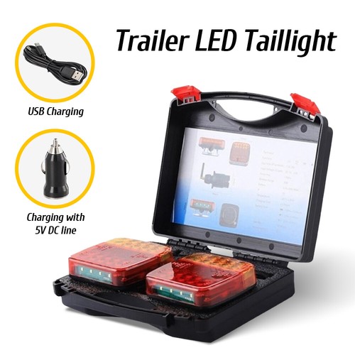 2PCS USB Rechargeable Magnetic Wireless Led Rear Tail Lights Trailer Truck - Picture 12 of 19
