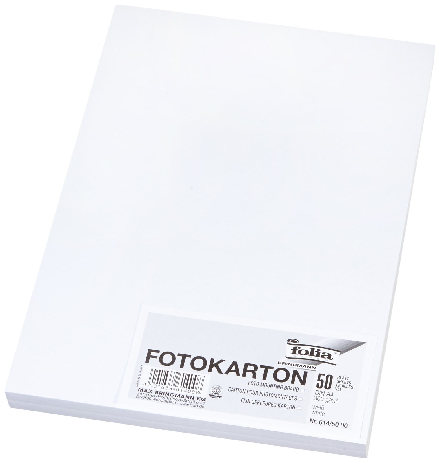 folia 4001868614008 614/50 0 Photo Card DIN A4 300 g/m² 50 Sheets White for Craf