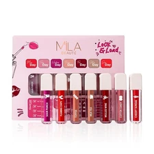 Mila Beauté Set of 7 Non Transfer Mini Liquid Lipstick Gift Set