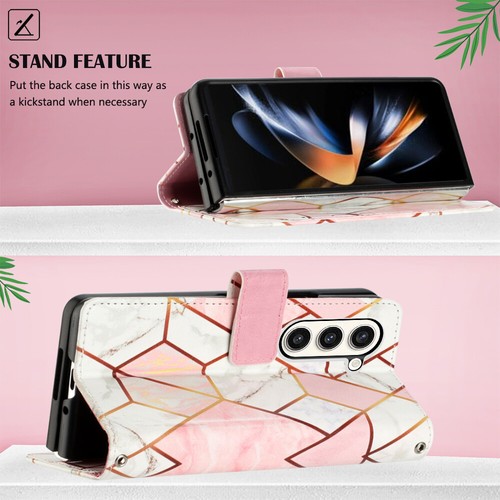 For Samsung Galaxy Z Fold5 Marble Pattern Leather Wallet Crossbody Case Cover - Zdjęcie 4 z 43