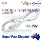 RJ12 6P6C Crossover Reverse Flat Cable -Telecom Modem Device Links White 0.6~15m