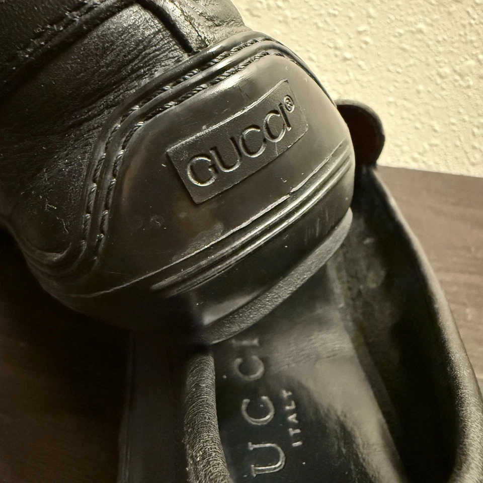 Gucci Men’s Horsebit Loafers Size 10.5 Black Leather Slip On Dress Shoes - Image 4 of 4