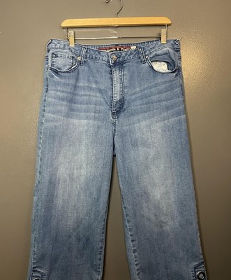 Standards & Practices Jeans Womens 32 Light Blue Cropped Raw Hem Side Snap