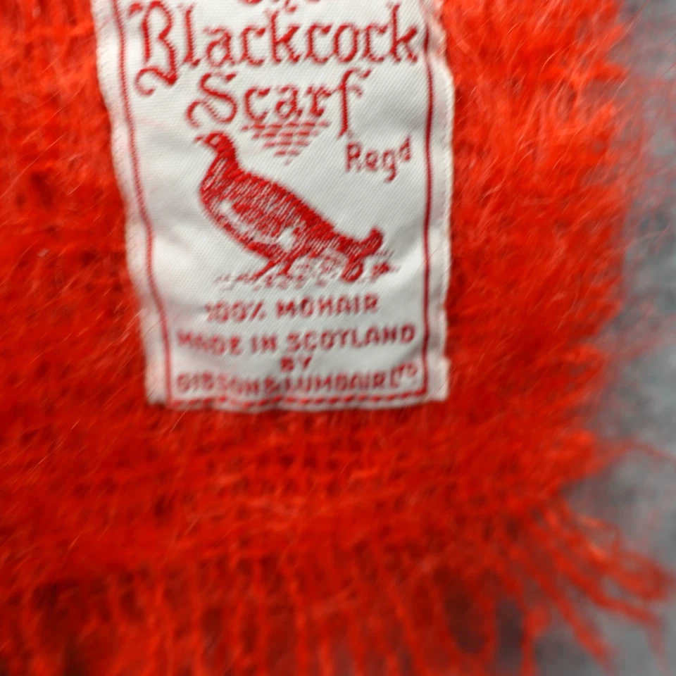 Bufanda Mohair Cepillado Vintage Rojo Naranja Flecos Años 60 Gibson Lumgair Escocesa 10x48 Foto 3 de 4