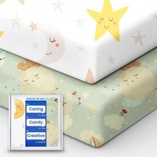 Space Crib Fitted Sheet Super Stretchy Jersey Star Crib Sheets Buttery Soft B...