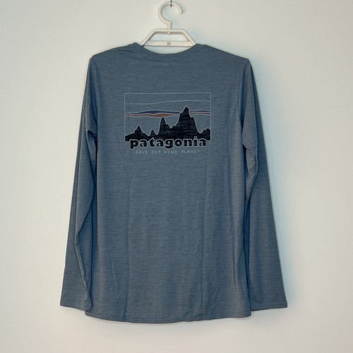 Patagonia Men M Capilene Cool Daily Graphic L/S T-shirt 73 Skyline Grey Blue NWT - Picture 4 of 5