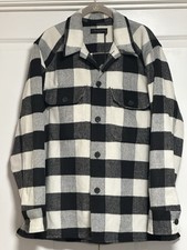 AllSaints, Men  s Teague LS Shirt, Plaid Flannel Wool Blend Shacket, Size M/L