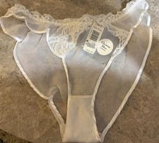 VINTAGE CHRISTIAN DIOR INTIMATES SHEER HIGH CUT PANTY WHITE . SIZE MEDIUM NEW