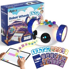 STEM Coding Robot Toy for Kids 5-8, Interactive Remote Control Kit with Wheels