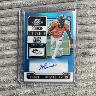 MARVIN MIMS 2023 CONTENDERS OPTIC ROOKIE TICKET BLUE RC ONCARD AUTO /99