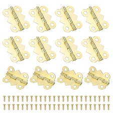 12Pcs 180 Degree 1" Small Jewelry Box Hinges for Wooden Box with Screws Gold
