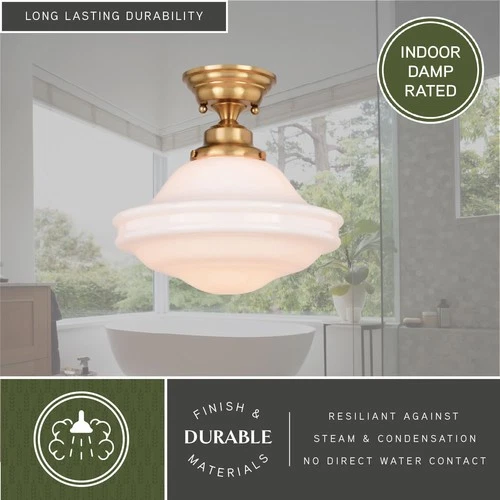 Vaxcel Lighting C0176 Huntley 1 Light 12"W Semi-Flush Ceiling - Brass - Picture 12 of 12
