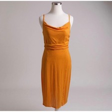 Laundry by Shelli Segal Orange Cowl Neck Ribbed Midi Dress HV03D45 Size 2 NEW