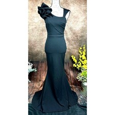 LuLu's Lucette Black Sleeveless Ruffled Mermaid Gown XS