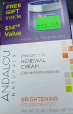 New ANDALOU naturals Probiotic + C RENEWAL CREAM 1.7oz Brightening + RejuvinaNIB