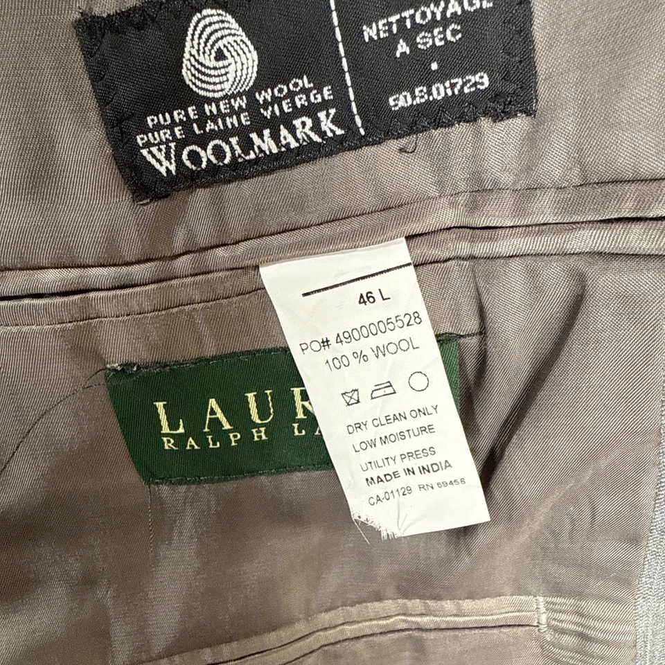 NEW Ralph Lauren Suit Men 46L Grey Pinstripe 2 Piece Wool Pant 40 Unhemmed - Image 4 of 4