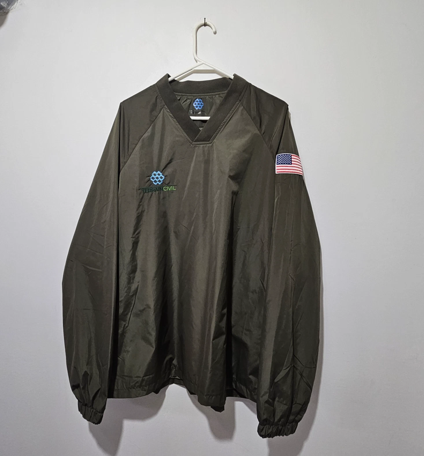 Terrain Civil Men's Green Windbreaker Pullover Jacket Terrain Civil Logo Sze XXL