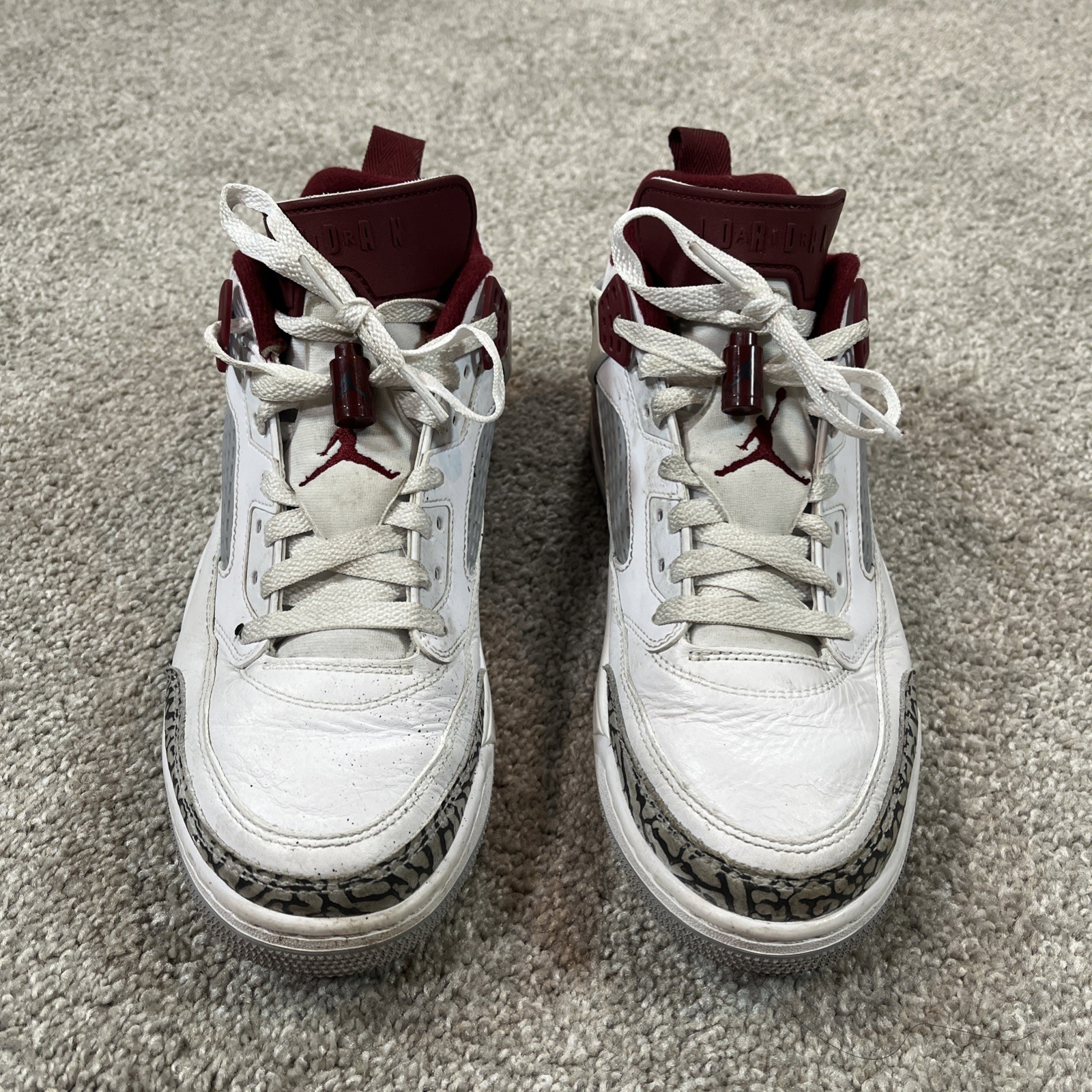 SAOLA Nike Jordan Spizike Bordeaux 315371 070 Uomo Taglia 9 Bianco Marrone Stampa Elefante