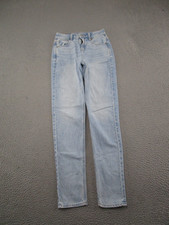 American Eagle Strigid High Rise Light Wash Blue Denim Mom Jeans Size 00 Stretch