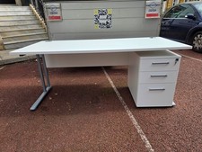 180cm White Office Desk, Rectangular Shape + FREE Lockable 3 Drawer Pedestal