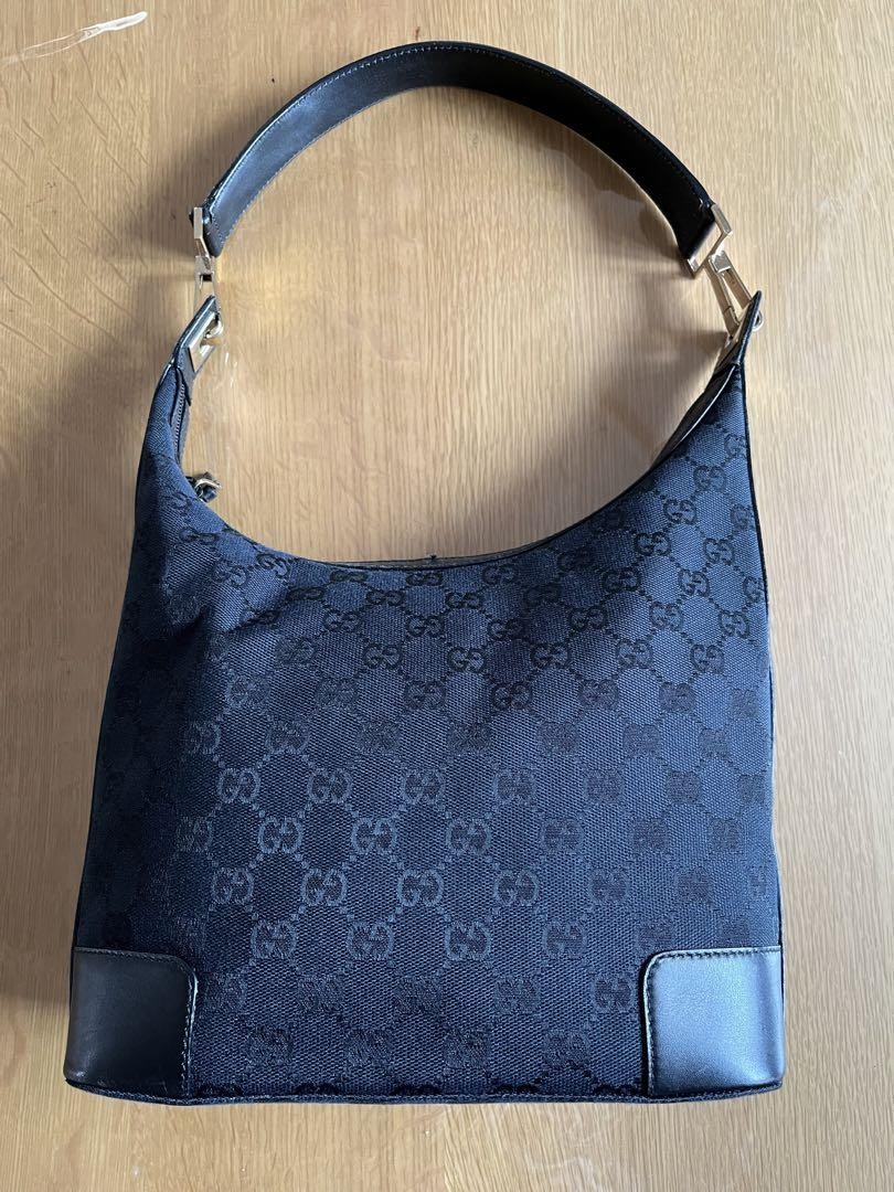 GUCCI Black GG Monogram Shoulder Bag Japanese Import Vintage