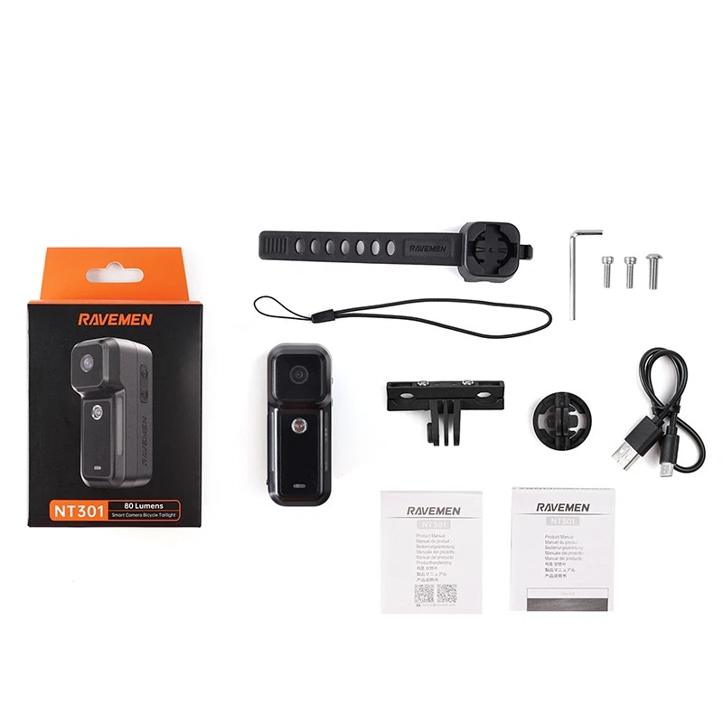 RAVEMEN NT301 自行车后灯 自行车 2K 高清 DV 摄像头 尾灯 可充电 USB — 第 4/4 张图片