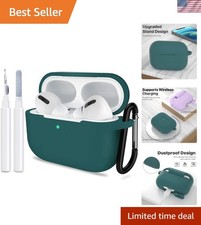 AirPods Pro 1st/2nd Gen Midnight Green Silicone Case Cover with Keychain - Sc...