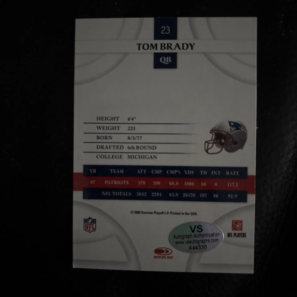 Tarjeta firmada autografiada por Tom Brady en persona automática con certificado de autenticidad Foto 2 de 4