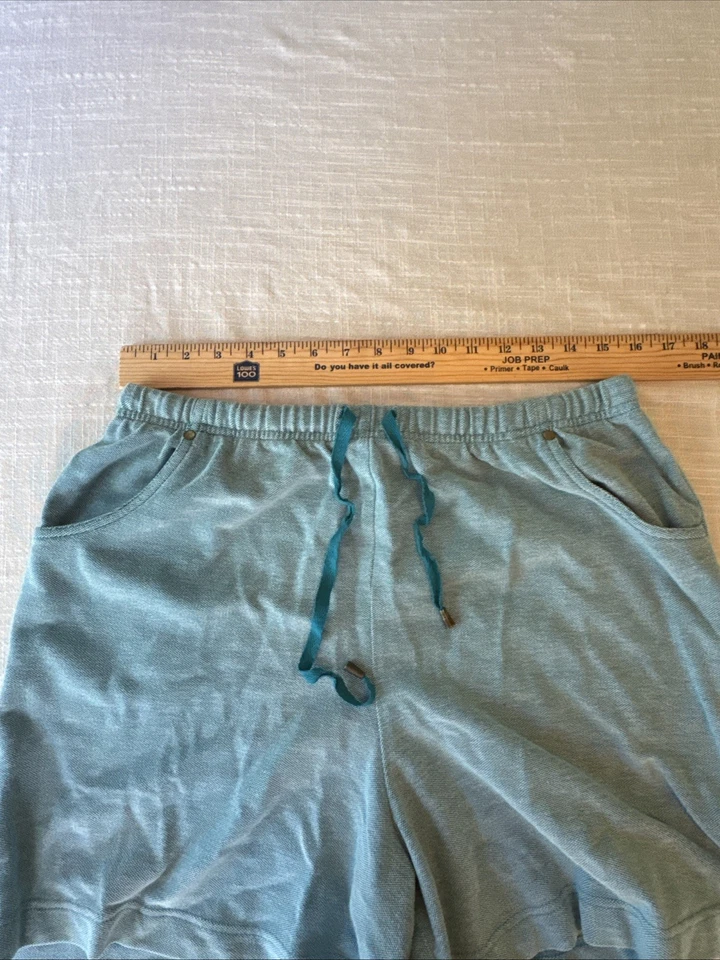 Vtg Classics by Jantzen Teal Knit Shorts Size Large Drawstring Casual Comfort - Image 4 of 4