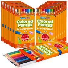12 Pack Colored Pencils,144 Count Pre-Sharpened Colored Pencils Bulk,12 Color...