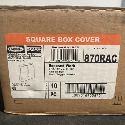#ad Hubbell Raco 870RAC 4 11 16in Cover One Device Toggle Switch ***BOX OF 10*** $67.49