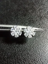 Moissanite 8mm Flower Cluster Solid Sterling Silver Stud Earrings