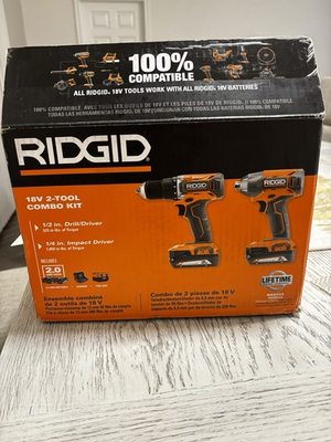 #ad RIDGID 18V Cordless 2 Tool Combo Kit w Drill Driver amp; Impact Driver BRAND NEW $103.00