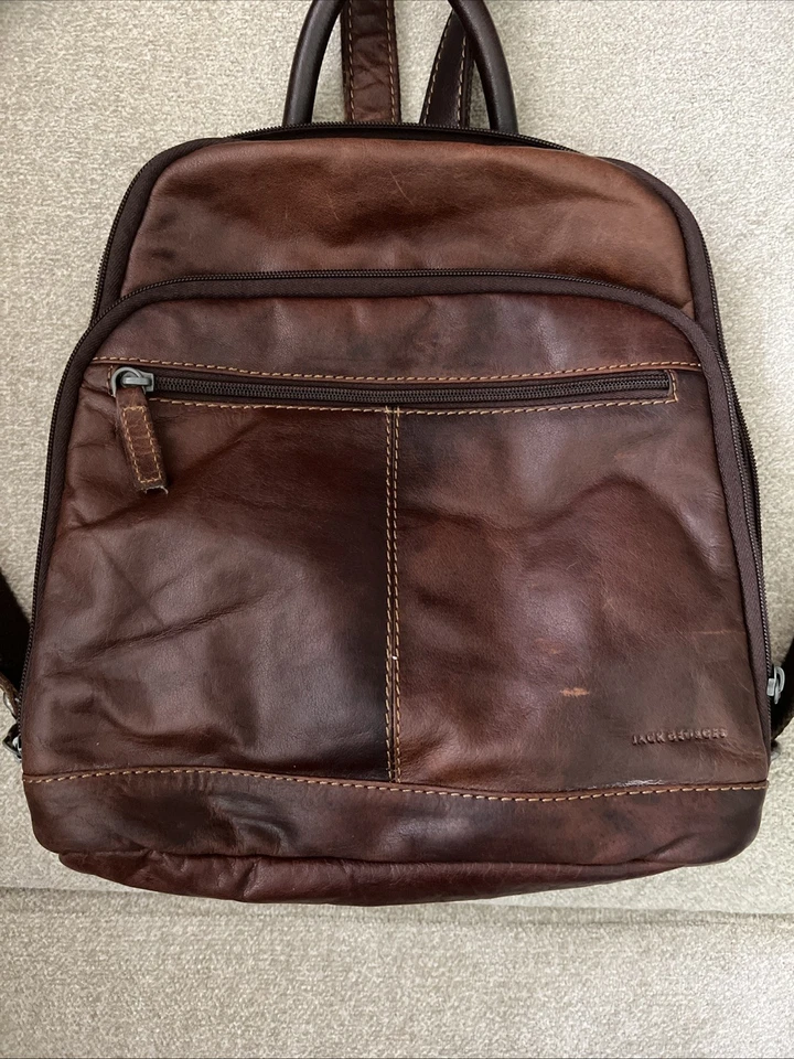 Mochila Voyager Jack Georges de cuero genuino marrón Foto 2 de 4