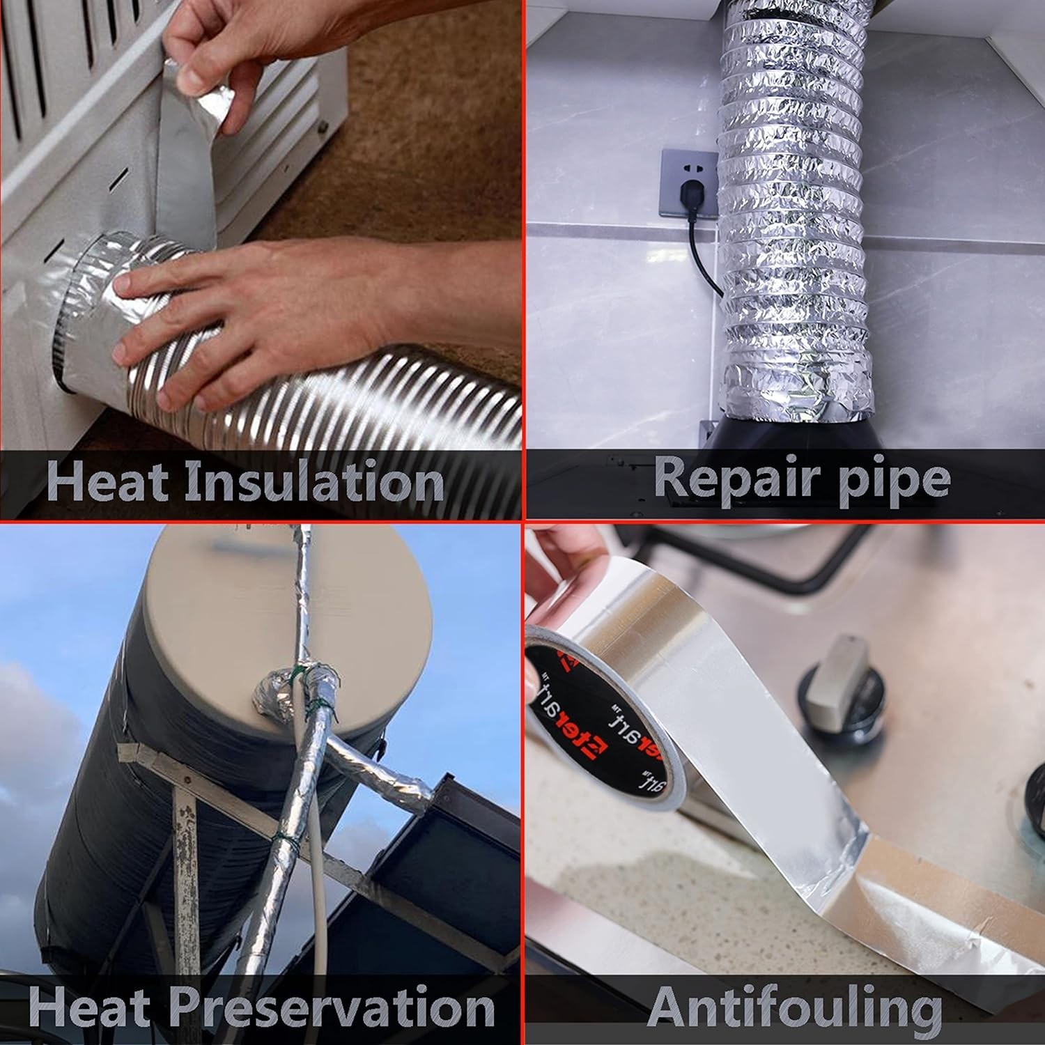 Aluminum Foil Duct Tape 2x20yd HVAC High Temp Metal Repair Insulation Dryer Vent