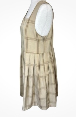 plaid dress beige Beige Plaid Wrap Dress