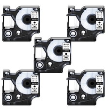 5PK Black on White label tape 3/8" for DYMO D1 40913 LabelManager 210 400 9mm 7m