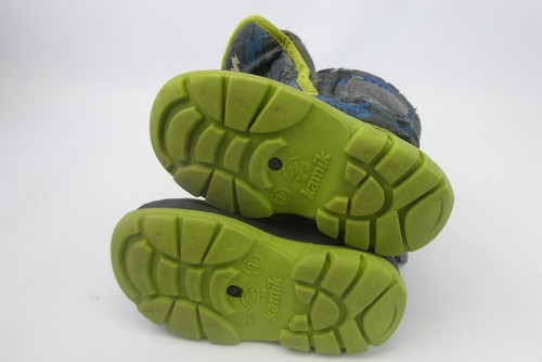 Used Toddler Winter Boots Snowbug Kamik Size 7 Canada Polyester Black Green - Picture 12 of 12