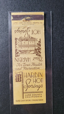 1940's Harbin Hot Springs Lake County, Ca Matchbook Match Cover